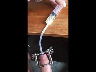 BDSM Injecting 3 Guy's Loads Into My Tiny Penis